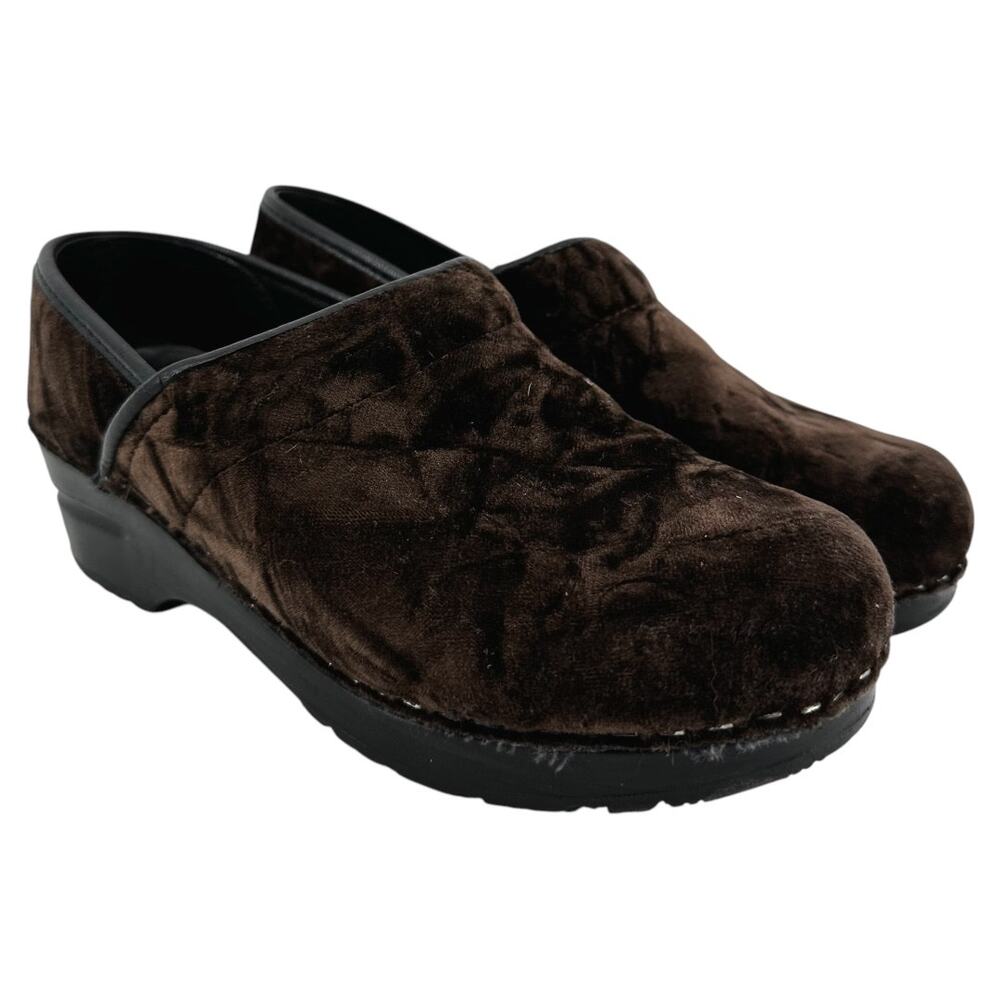 Dansko Crushed Velvet Clog Shoes Mule Slip On Velour Platform Chocolate Brown 6